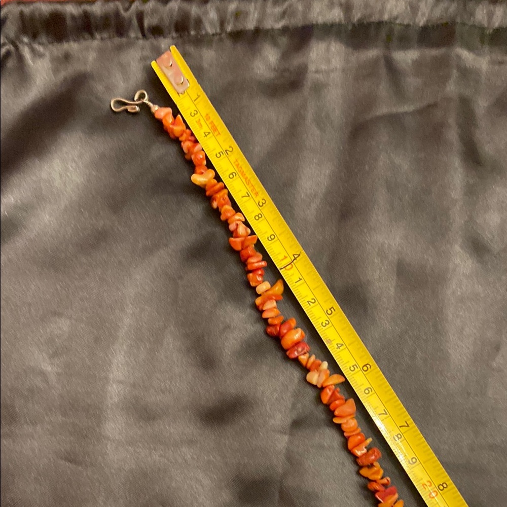 Coral and Silver Beaded Necklace - Picture 9 of 11